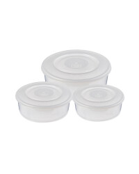 Grey Round Food Tubs 3 Pack