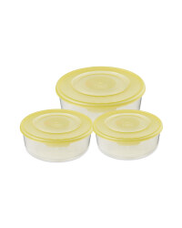 Yellow Round Food Tubs 3 Pack