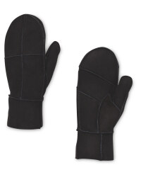 Ladies' Lambskin Black Mittens