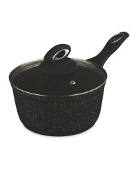 Black 18cm Marble Effect Saucepan