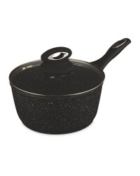 Black 20cm Marble Effect Saucepan