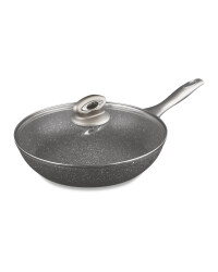 Grey Large Marble Effect Frying Pan