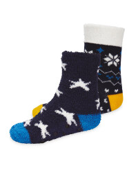 Lily & Dan Kids' Blue Slipper Socks
