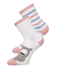 Avenue White Fluffy Socks 2 Pack