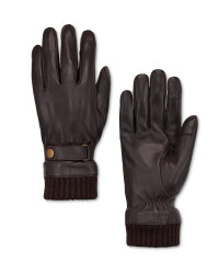 Men's Rib Brown Leather Gloves