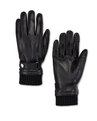 Men's Rib Black Leather Gloves