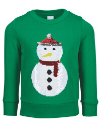 Kids' Green Snowman Sequin Jumper