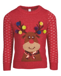 Kids' Red Reindeer Xmas Jumper