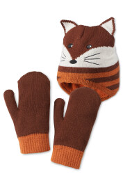 Brown Fox Hat/Mittens Set 3-6 Years