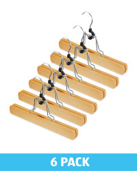 Natural Wood Trouser Hangers 6 Pack