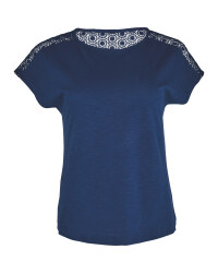 Avenue Ladies' Navy Lace Top