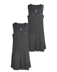 Grey Pleated Pinafore 2 Pack