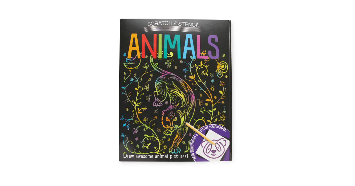 Animals Scratch & Stencil Book - ALDI UK