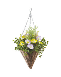 Artificial Flower Cone Basket - Yellow/Purple