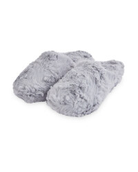 Avenue Grey Plush Mule Slippers