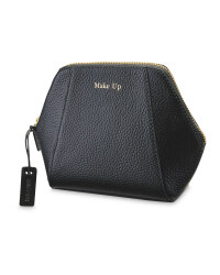 Avenue Hexagon Leather Make Up Bag - Black