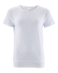 Avenue Ladies' Crochet Hem T-Shirt - White