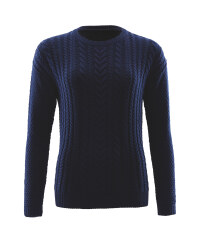 Avenue Ladies Cable Knit Jumper - Navy
