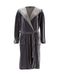 Avenue Ladies' Velvet Dressing Gown - Grey