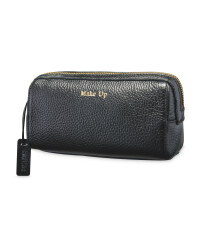 Avenue Long Leather Make Up Bag - Black