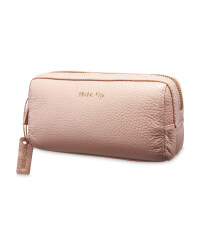 Avenue Long Leather Make Up Bag - Pink