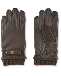 Avenue Men's Rib Cuff Leather Gloves - Brown