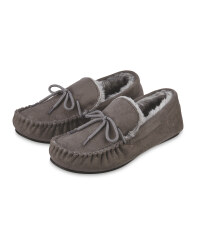 Avenue Men's Moccasin Slippers - Grey