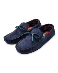 Mens Suedette Moccasins - Navy