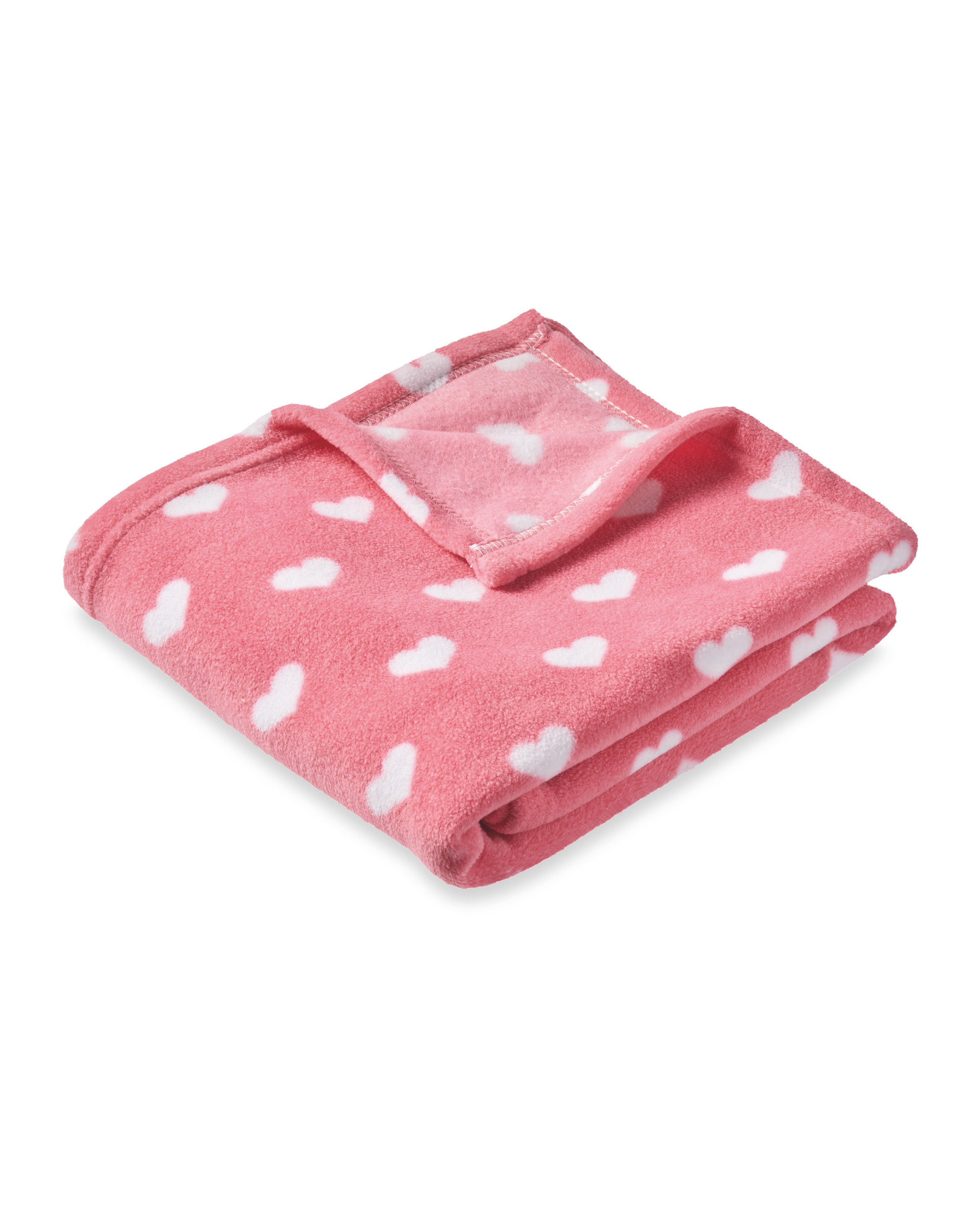 Baby Fleece Blanket Pink Hearts ALDI UK