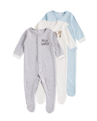 Blue Animals Sleepsuit 3 Pack