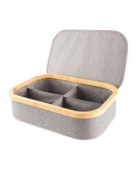Bamboo Rim Divided Storage Box - Dark Grey