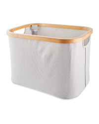 Bamboo Rim Storage Basket - Light Grey