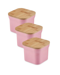 Bamboo Small Storage Canisters - Coral