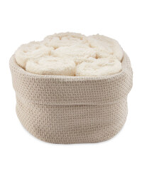 Basket & Face Cloth Set 6 Pack - Beige/Ivory