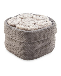 Basket & Face Cloth Set 6 Pack - Grey/Grey