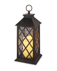 Battery Cross Hatch Lantern - Bronze
