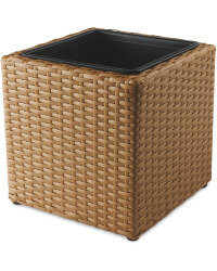 Beige Cube Rattan Effect Planter