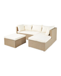 Beige Rattan Effect Corner Sofa