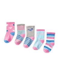 Bird Print Baby Socks 5-Pack