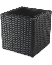 Black Cube Rattan Effect Planter