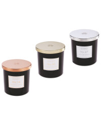 Black Glass Candle Set of 3