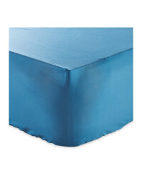 Blue Double Cotton Fitted Sheet