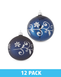 Blue Glass Baubles 12 Pack