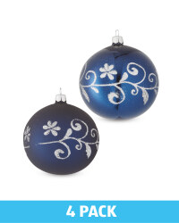 Blue Glass Baubles 4 Pack
