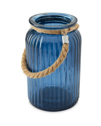 Blue Glass Hurricane Lantern