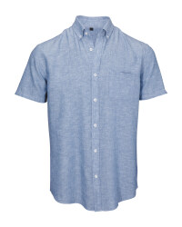 Blue Men's Linen Blend Shirt