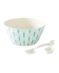 Blue Spot Bamboo Salad Bowl