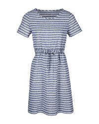 Ladies' Blue Stripe Linen Mix Dress