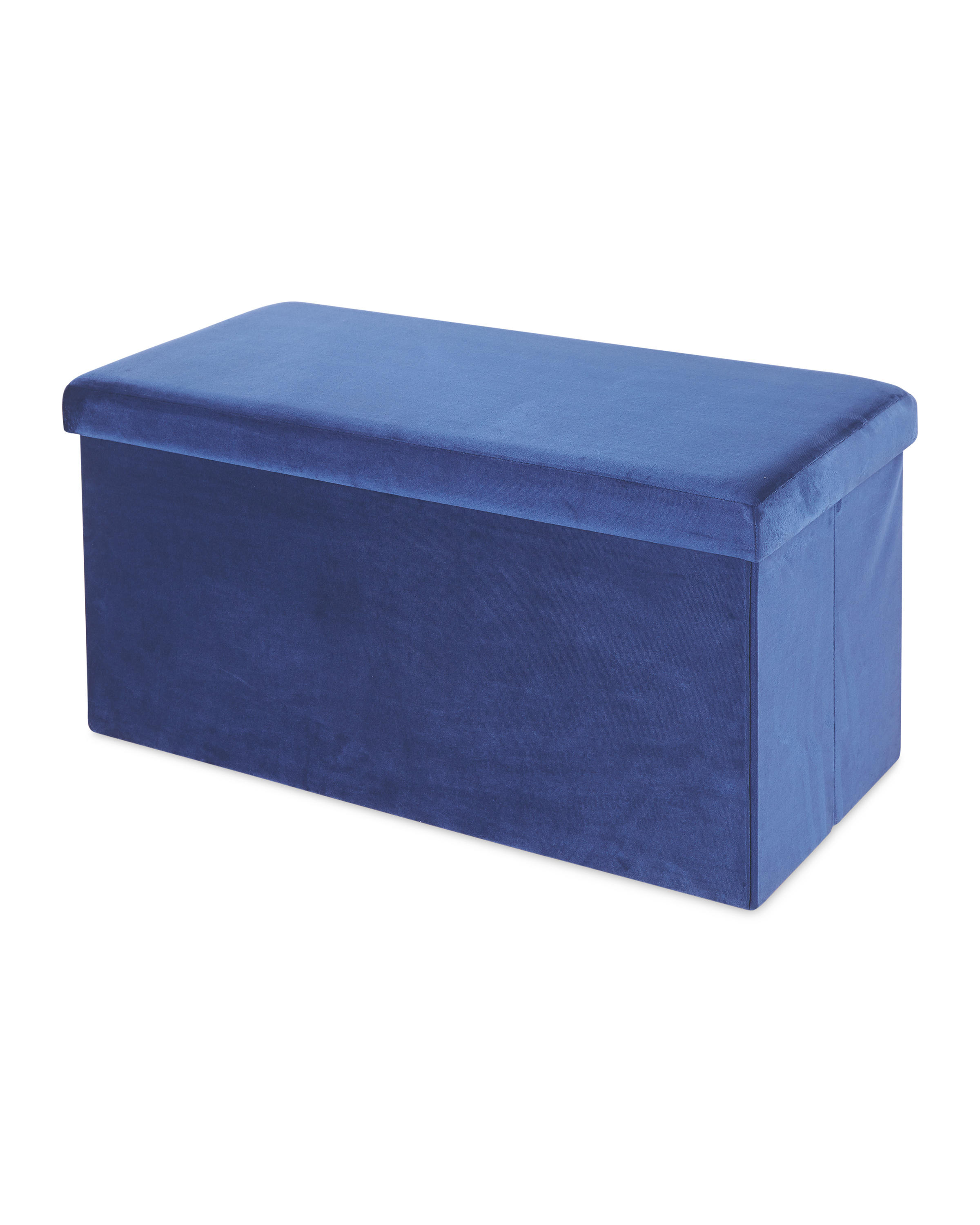 blue velvet storage ottoman