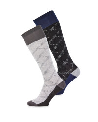Blue/Grey Long Boot Socks 2 Pack